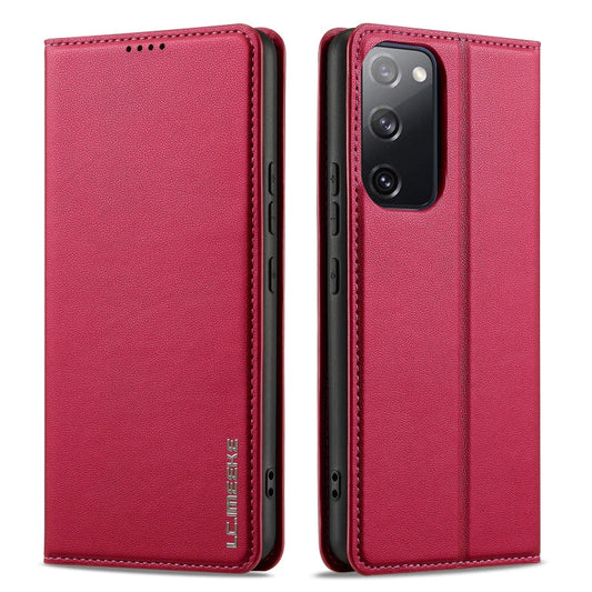 For Samsung Galaxy S20 FE LC.IMEEKE L1 Series Frosted Fine Texture PU Phone Case(Red)