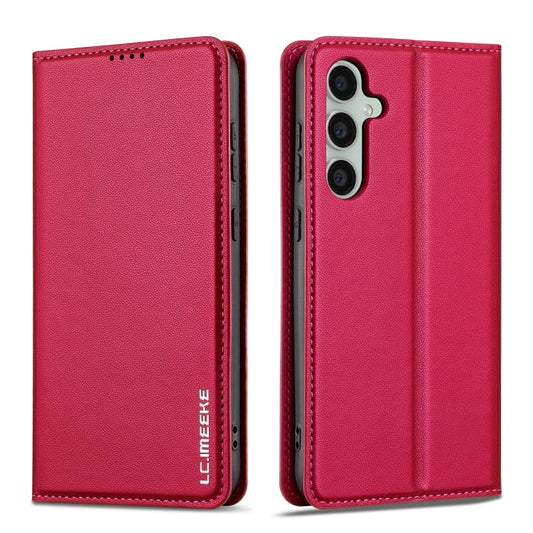 Pour Samsung Galaxy S23 5G LC.IMEEKE Série L1 Étui de téléphone en PU texturé givré (rouge)
