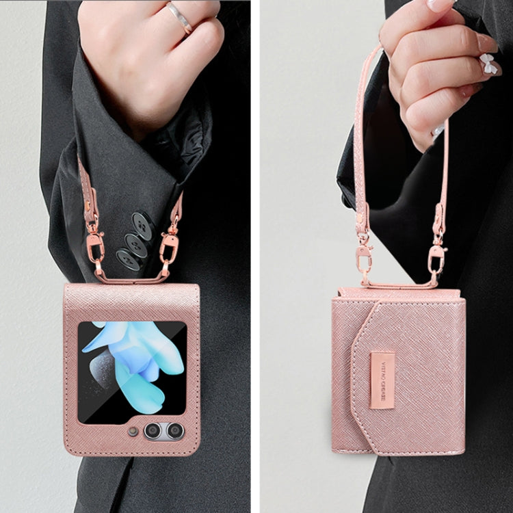 For Samsung Galaxy Z Flip5 VIETAO Portable Wallet Foldable PU Phone Case(Black)