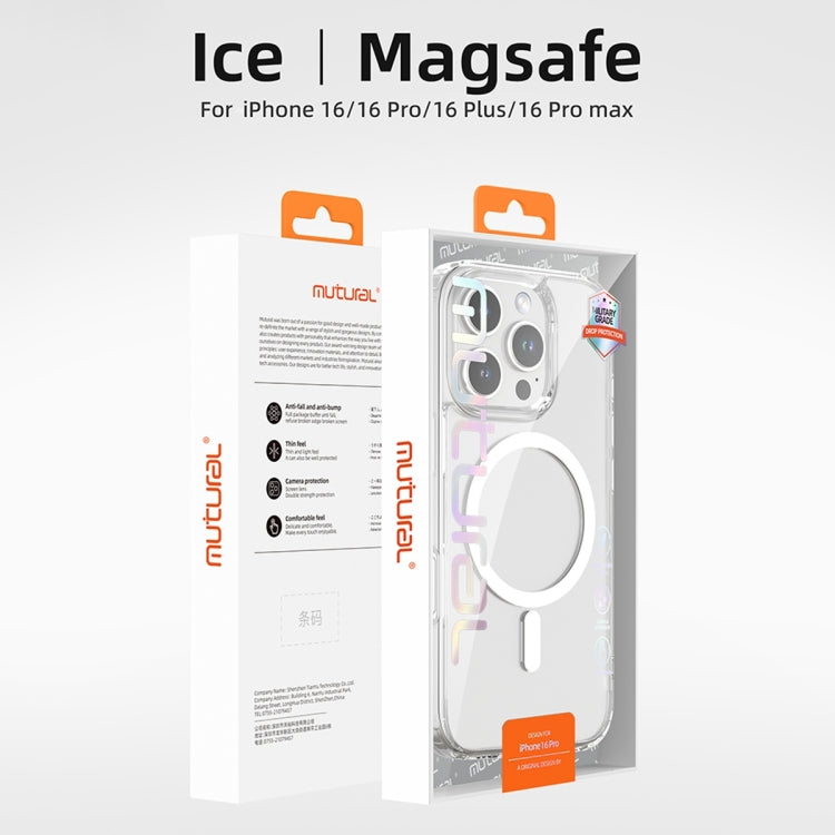 For iPhone 16 Pro Max Mutural Ice Series MagSafe Magnetic TPU Phone Case(Transparent)