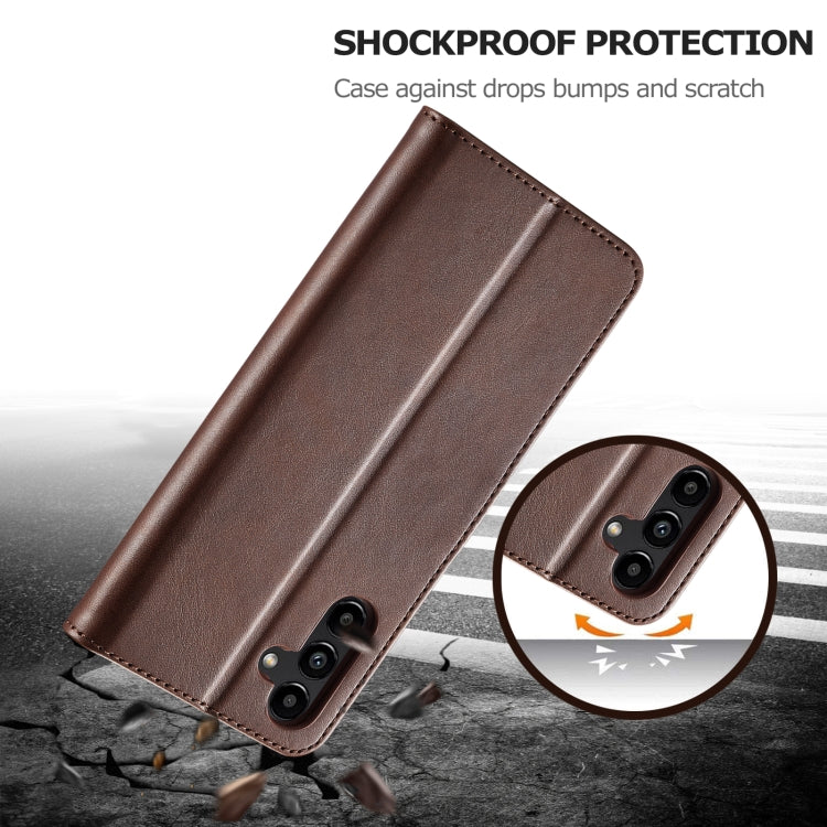 For Samsung Galaxy S24 FE 5G LC.IMEEKE Calf Texture Leather Phone Case(Coffee)