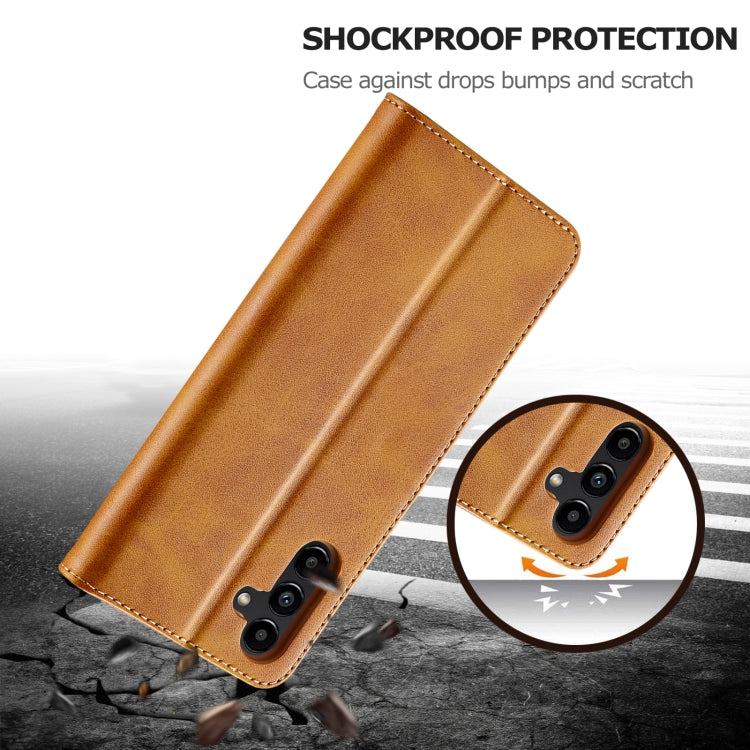 For Samsung Galaxy S24 FE 5G LC.IMEEKE Calf Texture Leather Phone Case(Brown)