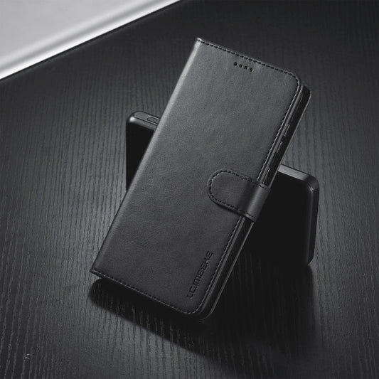 For Samsung Galaxy S25+ 5G LC.IMEEKE Calf Texture Leather Phone Case(Black)