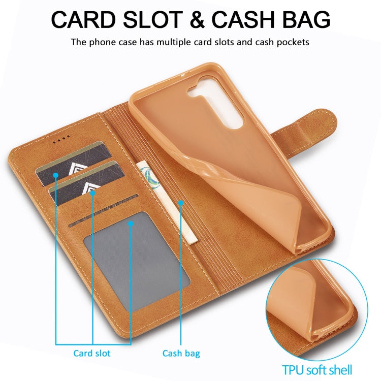 For Samsung Galaxy S25+ 5G LC.IMEEKE Calf Texture Leather Phone Case(Brown)