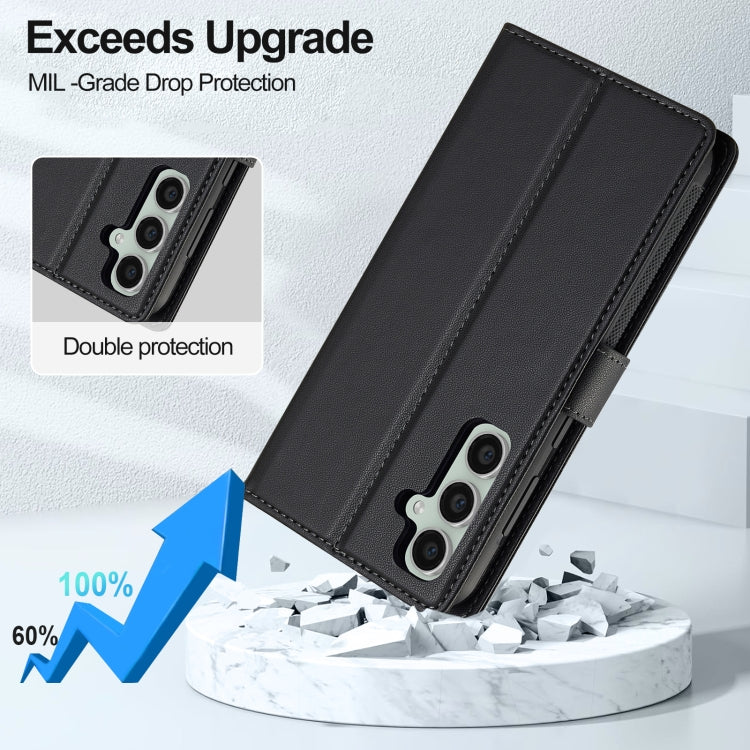 For Samsung Galaxy S23 FE 5G LC.IMEEKE L2 Series Detachable Magsafe PU Phone Case with Lanyard(Black)