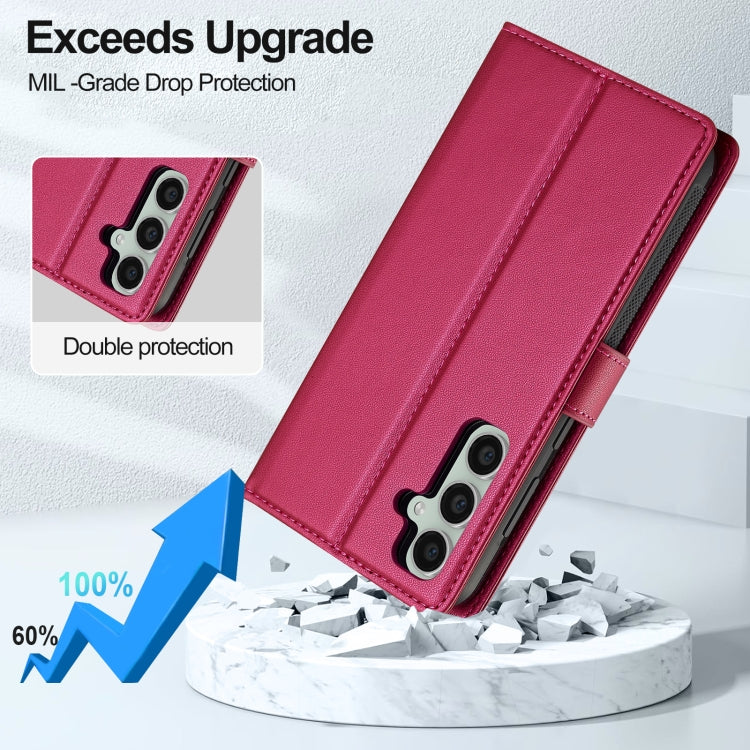 Pour Samsung Galaxy S24+ 5G LC.IMEEKE Étui de téléphone en PU amovible de la série L2 Magsafe avec cordon (rouge)