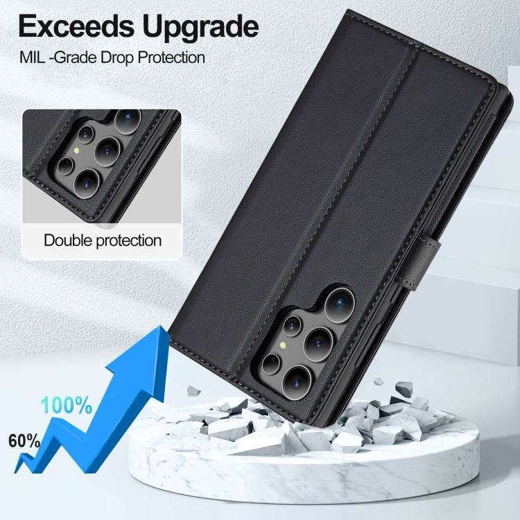 Pour Samsung Galaxy S24 Ultra 5G LC.IMEEKE Série L2 Étui de téléphone en PU détachable Magsafe avec cordon (Noir)