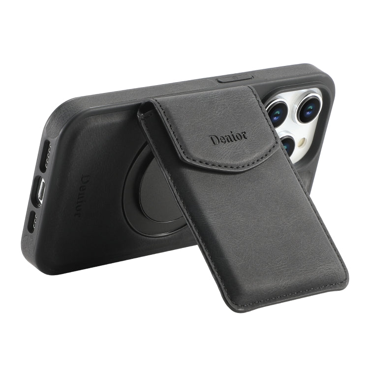 Pour iPhone 14 Pro Max Denior D20 Coque MagSafe avec Support et Fentes pour Cartes Détachables (Noir)