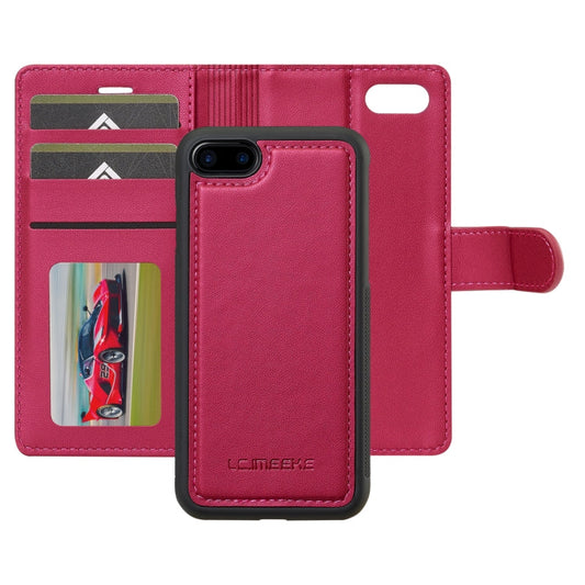 For iPhone 7 / 8 / SE 2020 2022 LC.IMEEKE L2 Series Detachable Magsafe PU Phone Case with Lanyard(Red)