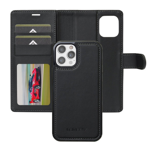 Pour iPhone 14 Pro Max LC.IMEEKE L2 Series Étui de téléphone en PU détachable Magsafe avec cordon (Noir)