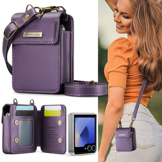 Pour Samsung Z Flip Series CaseMe Me50 Mini Sac universel avec cordon (Violet)