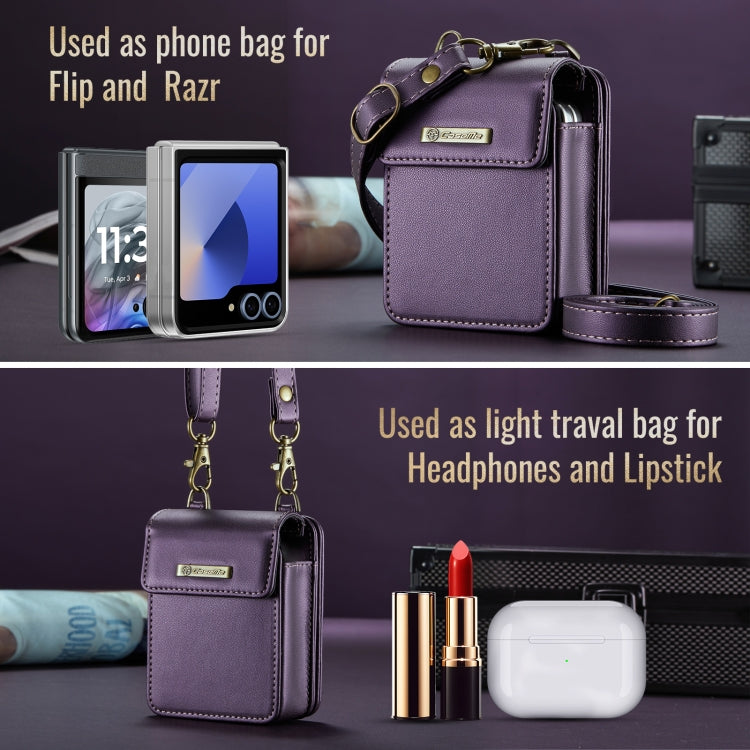 For Motorola Razr Series CaseMe Me50 Mini Lanyard Universal Bag(Purple)