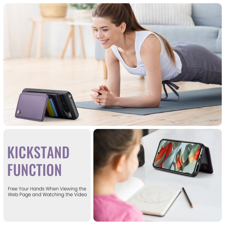 Pour Google Pixel 9 Pro XL JEEHOOD J05 Étui de téléphone en cuir RFID de style professionnel magnétique (violet)