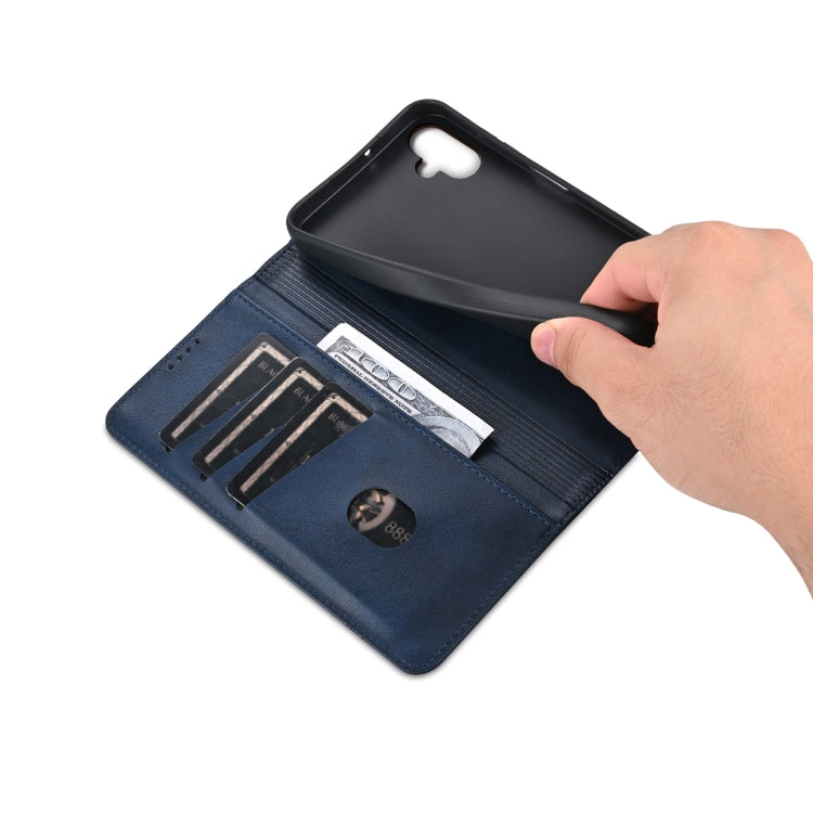 For Samsung Galaxy A06 4G AZNS Magnetic Calf Texture Flip Leather Phone Case(Dark Blue)
