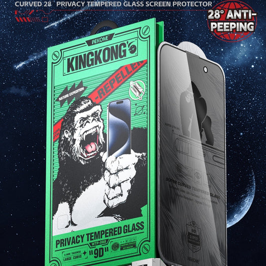 For iPhone 16 / 15 WK WTP-088 Space King Kong 9D Curved 28 Degree Privacy Tempered Glass Film