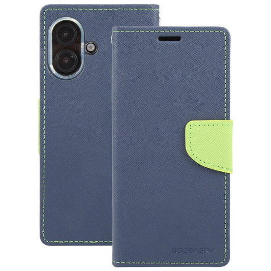 For iPhone 16 Plus GOOSPERY FANCY DIARY Cross Texture Leather Phone Case(Navy Blue)