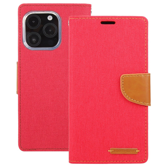 For iPhone 16 Pro Max GOOSPERY CANVAS DIARY Fabric Texture Flip Leather Phone Case(Red)