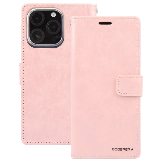 For iPhone 16 Pro Max GOOSPERY BLUE MOON Crazy Horse Texture Leather Phone Case(Rose Gold)
