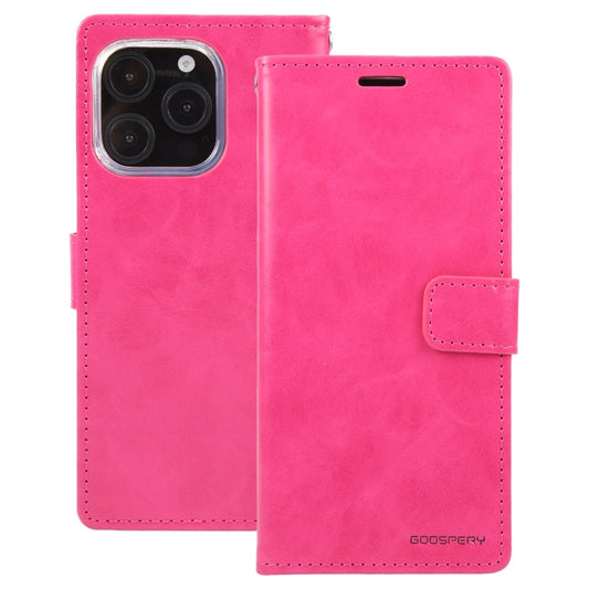 For iPhone 16 Pro GOOSPERY BLUE MOON Crazy Horse Texture Leather Phone Case(Rose Red)