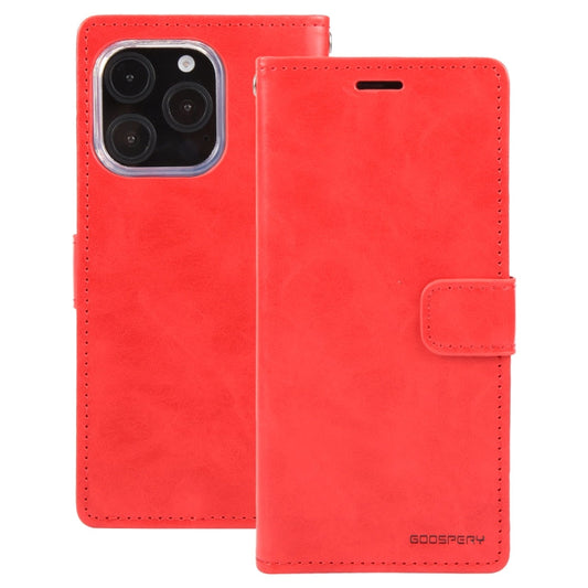 For iPhone 16 Pro GOOSPERY BLUE MOON Crazy Horse Texture Leather Phone Case(Red)