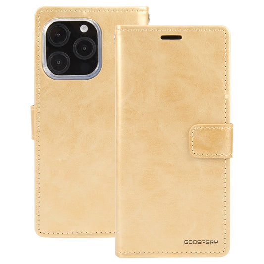 For iPhone 16 Pro GOOSPERY BLUE MOON Crazy Horse Texture Leather Phone Case(Gold)