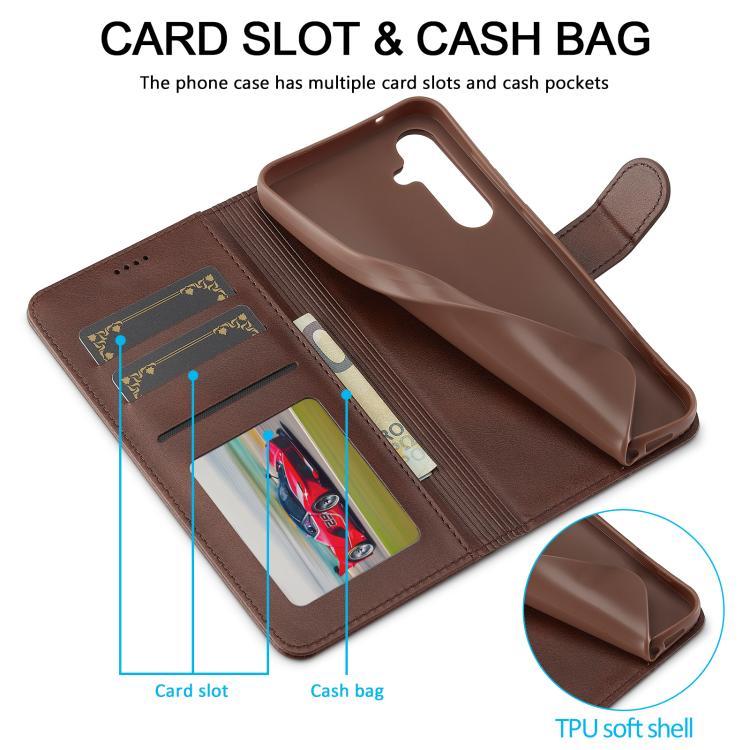 For Samsung Galaxy A36 5G LC.IMEEKE Calf Texture Leather Phone Case(Coffee)