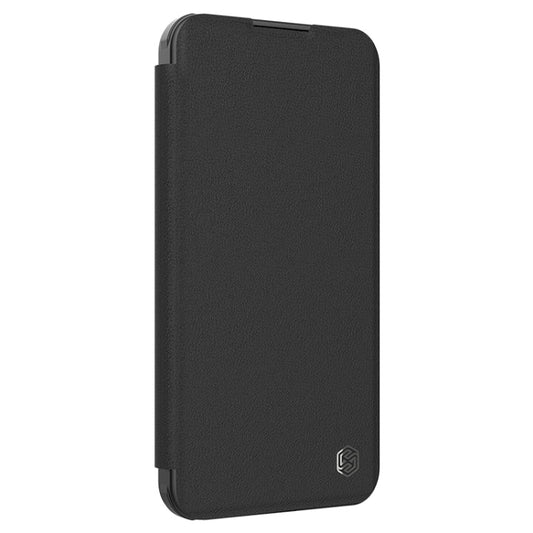For iPhone 16 NILLKIN Qin Prop Series Flip Camera Cover Design Leather Phone Case(Plain Leather Black)