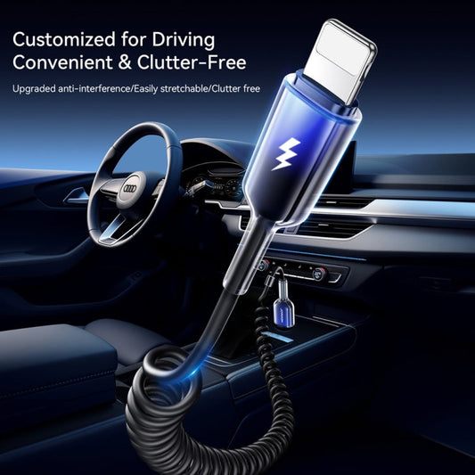JOYROOM S-A43 3A USB to 8 Pin Coiled Fast Charging Data Cable, Length:1.5m(Black)