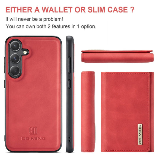 For Samsung Galaxy S24 FE 5G DG.MING M1 Series 3-Fold Multi Card Wallet + Magnetic Phone Case(Red)