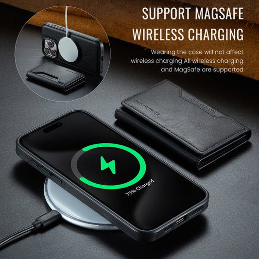 For iPhone 15 Pro Max MAGKING K2 Series MagSafe RFID Card Bag Detachable Phone Case(Black)