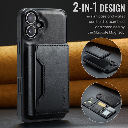 For iPhone 16 Plus MAGKING K2 Series MagSafe RFID Card Bag Detachable Phone Case(Black)