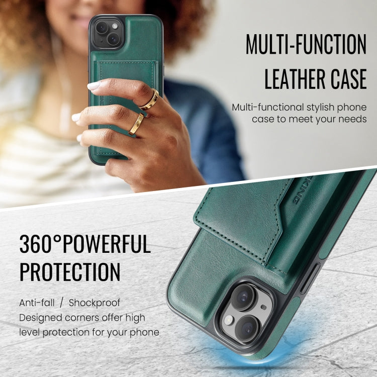 For iPhone 14 MAGKING K2 Series MagSafe RFID Card Bag Detachable Phone Case(Green)