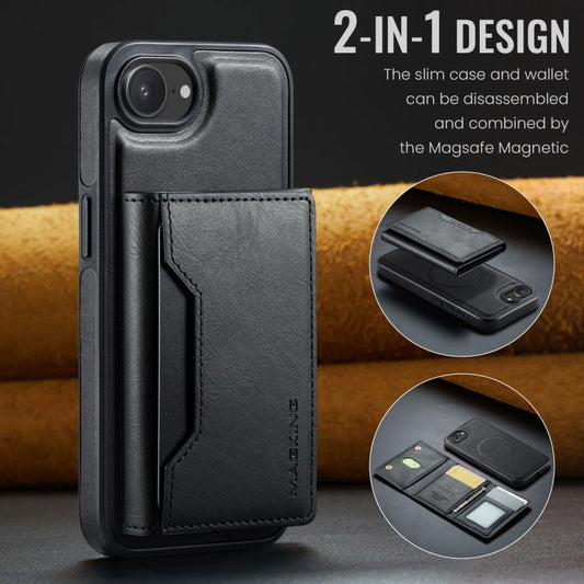 For iPhone 17e / 16e MAGKING K2 Series MagSafe RFID Card Bag Detachable Phone Case(Black)