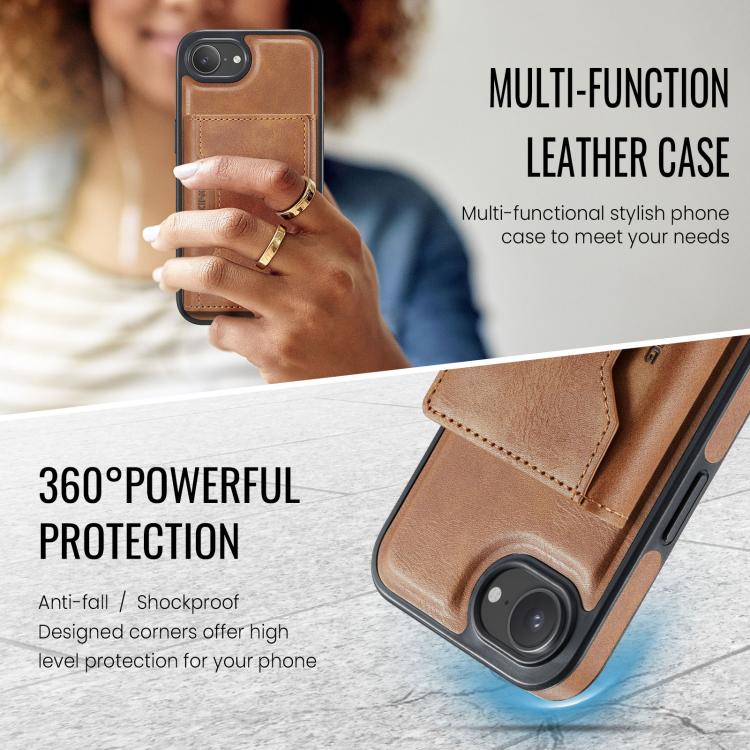 For iPhone 17e / 16e MAGKING K2 Series MagSafe RFID Card Bag Detachable Phone Case(Brown)