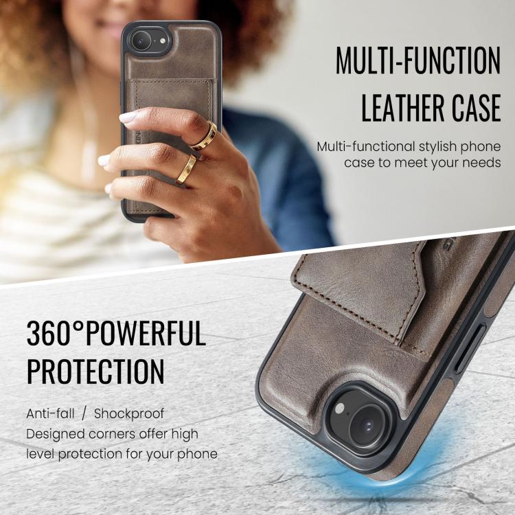For iPhone 17e / 16e MAGKING K2 Series MagSafe RFID Card Bag Detachable Phone Case(Coffee)