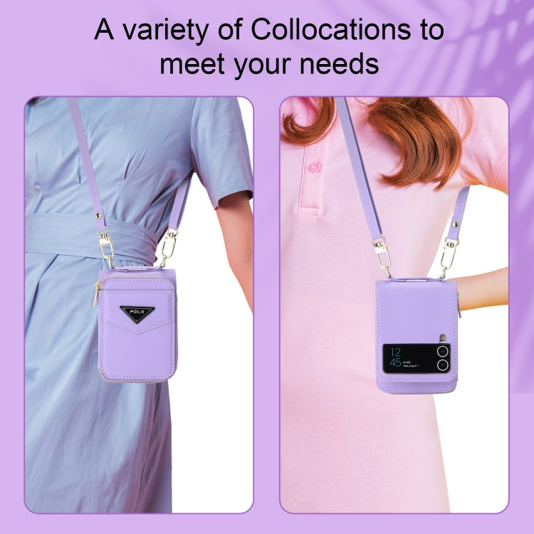 For Samsung Galaxy Z Flip3 5G POLA Multi-Card Slots Zipper Wallet Phone Case(Purple)