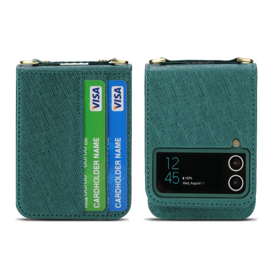 For Samsung Galaxy Z Flip4 POLA Light Luxury Card Slots Leather Phone Case(Green)