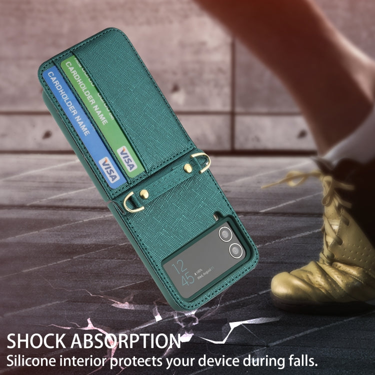 For Samsung Galaxy Z Flip4 POLA Light Luxury Card Slots Leather Phone Case(Green)