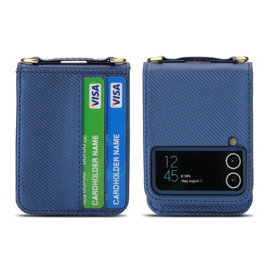For Samsung Galaxy Z Flip4 POLA Light Luxury Card Slots Leather Phone Case(Blue)