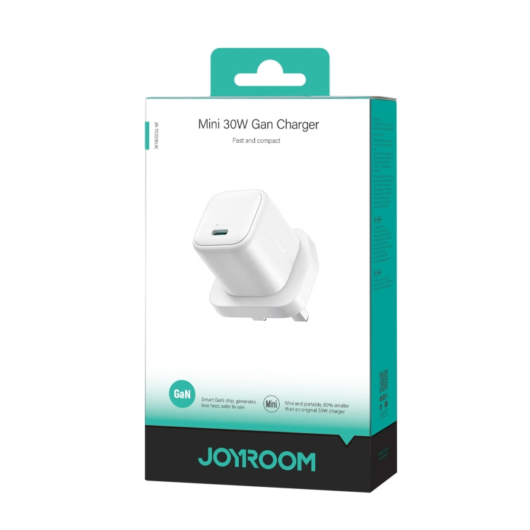 JOYROOM JR-TCG15 30W GaN USB-C / Type-C Port Mini Charger, Plug:UK Plug(White)