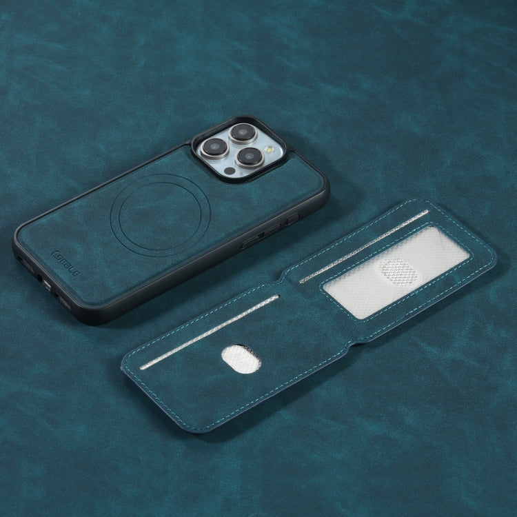 Pour iPhone 16 Plus ESEBLE E2 Étui en Cuir MagSafe RFID Texture Rétro avec Fentes pour Cartes (Vert Foncé)