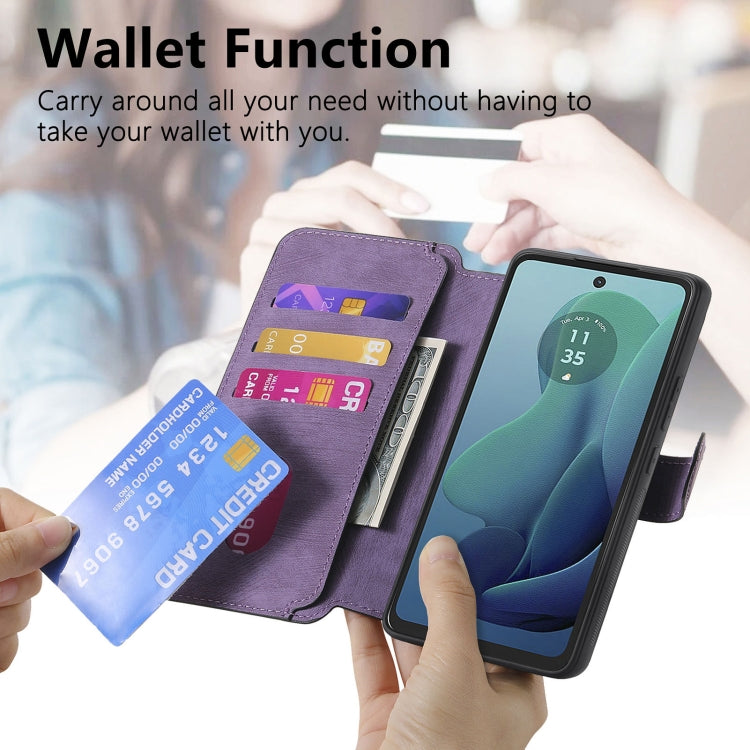 For Motorola Moto G 5G 2024 CaseNeo MagSafe RFID Anti-theft Retro Leather Phone Case(Purple)