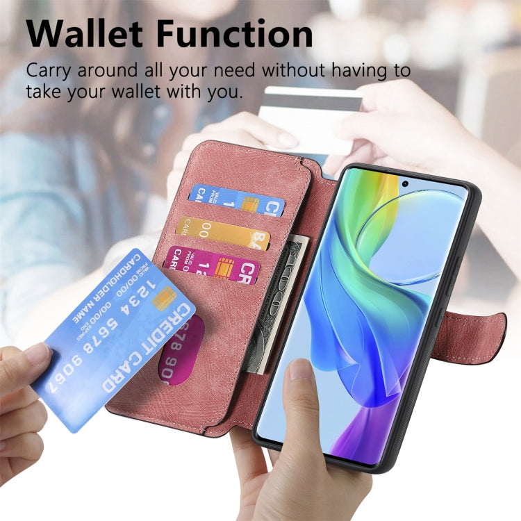 For vivo V29 Lite CaseNeo MagSafe RFID Anti-theft Retro Leather Phone Case(Pink)