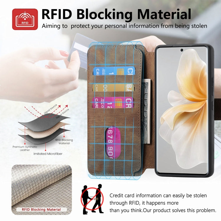 Pour étui vivo V40 Lite Étui de téléphone en cuir rétro Neo MagSafe RFID anti-vol (marron)