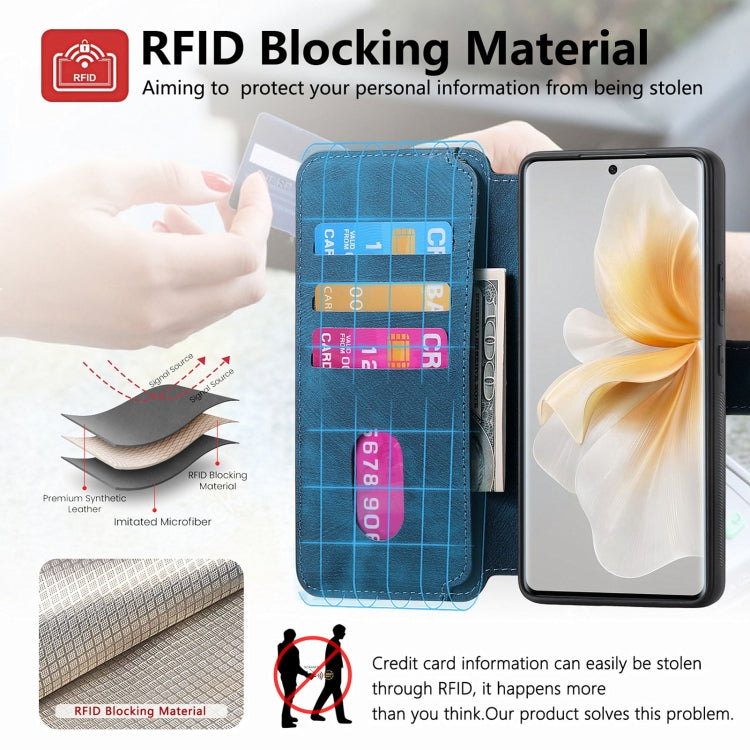 For vivo V40 Lite CaseNeo MagSafe RFID Anti-theft Retro Leather Phone Case(Blue)