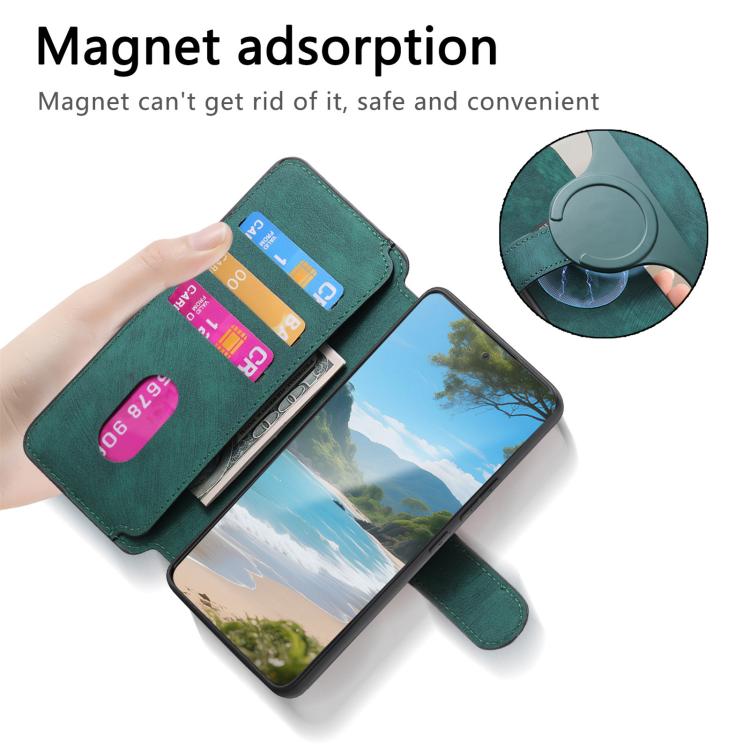 Pour coque de téléphone en cuir rétro anti-vol MagSafe RFID vivo V40 SE / V40 Lite IDN CaseNeo (vert)