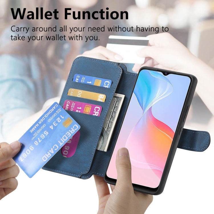 Pour étui vivo Y21s / Y32 / Y21T / Y3T Étui de téléphone en cuir rétro anti-RFID Neo MagSafe (bleu)