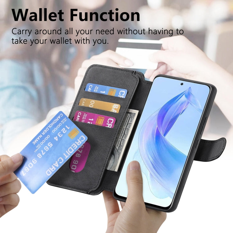 Pour Honor 90 Lite ÉtuiCoque de téléphone en cuir rétro avec protection RFID et MagSafe pour Honor 90 Lite (Noir)