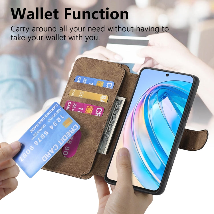 For Honor X8a CaseNeo MagSafe RFID Anti-theft Retro Leather Phone Case(Brown)