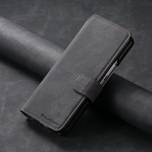 For Samsung Galaxy Z Fold6 CaseNeo MagSafe RFID Anti-theft Retro Leather Phone Case(Black)